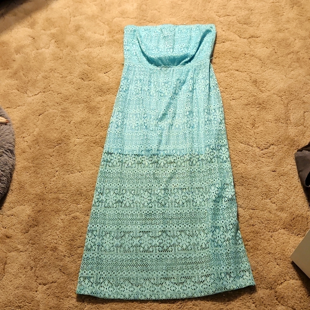 ***Last call - leaving site soon*** Mint Strapless Lace Dress